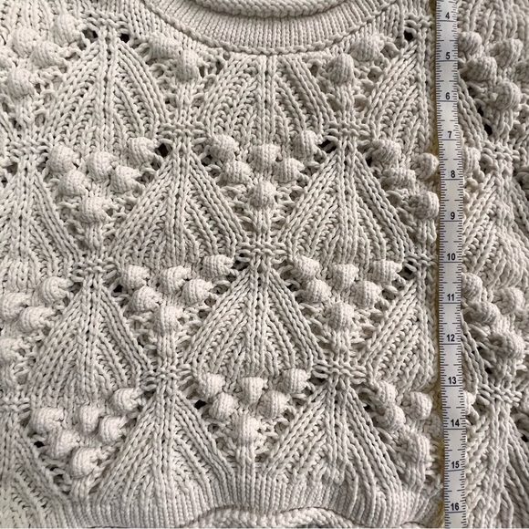 Zara Ball Trim Textured Knit Top size M. Cream Color Excellent condition - Picture 6 of 6